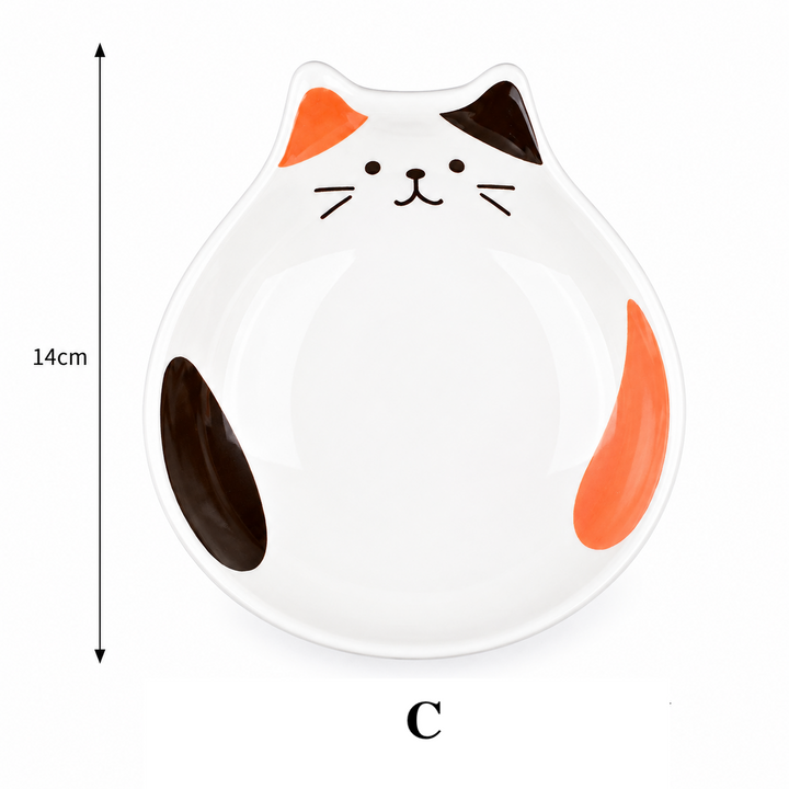 Cute Cat Face Ceramic Bowl Japanese Style Snack Dish