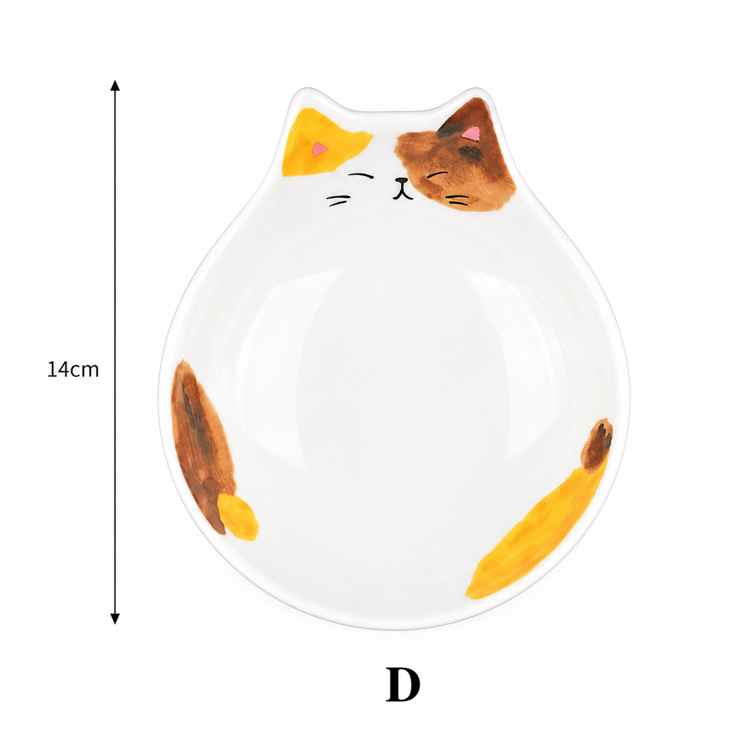 Cute Cat Face Ceramic Bowl Japanese Style Snack Dish