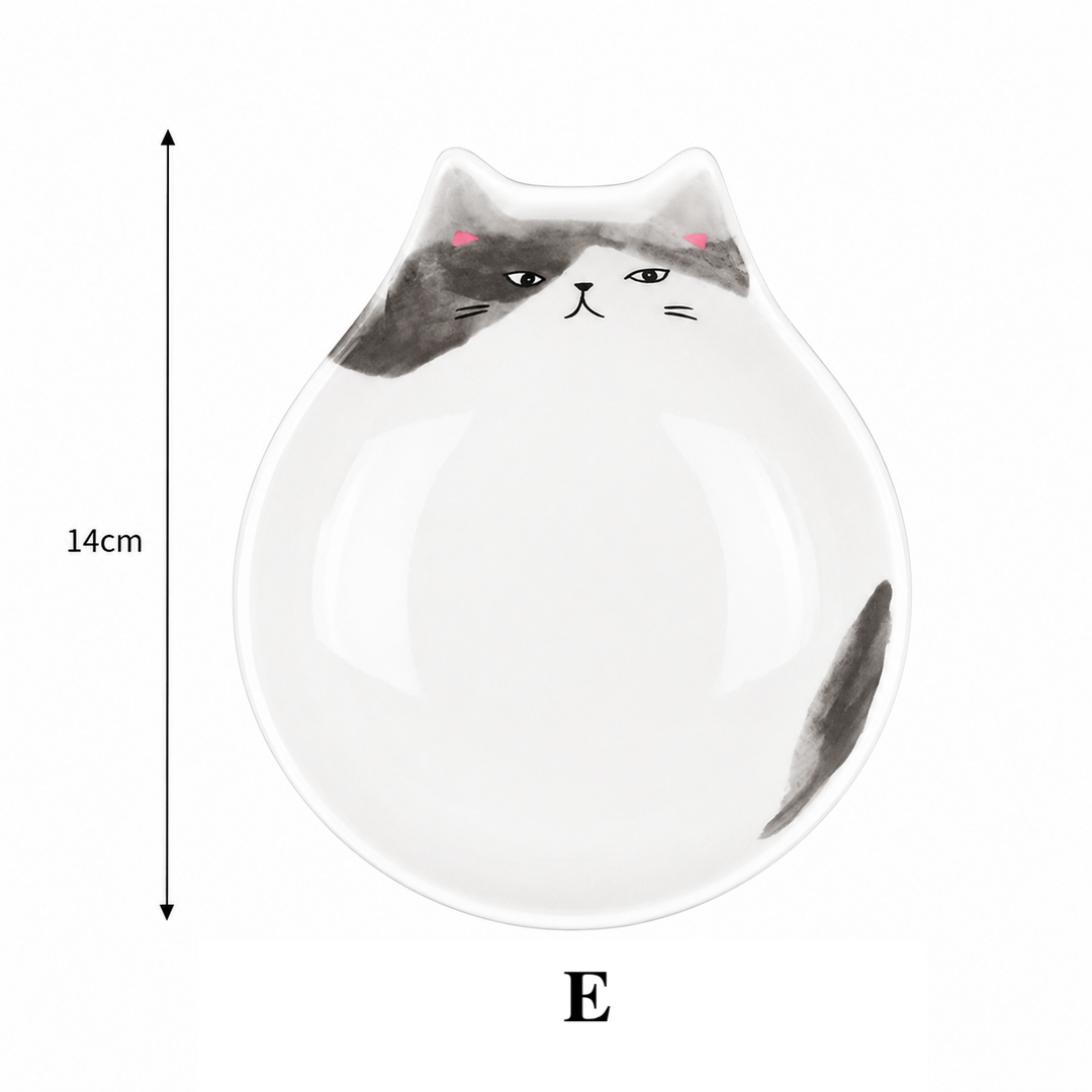 Cute Cat Face Ceramic Bowl Japanese Style Snack Dish