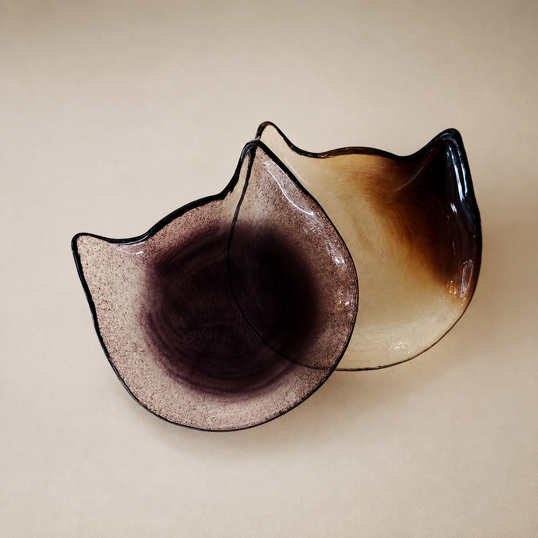 Cute Cat Glass Sauce Dish, Japanese Soy Sauce Dipping Plate