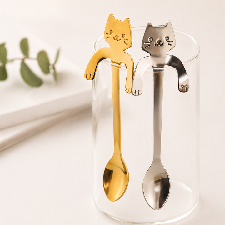 Cute Cat Hanging Spoon Stainless Steel Coffee Spoon