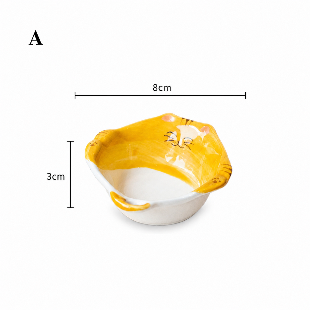 Cute Cat Shaped Ceramic Dish Japanese Style Snack Bowl
