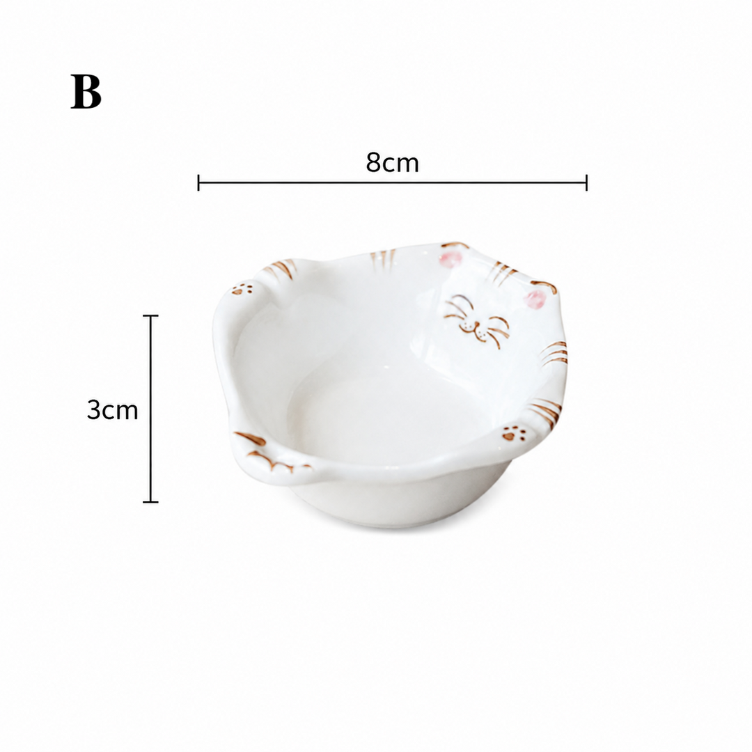 Cute Cat Shaped Ceramic Dish Japanese Style Snack Bowl