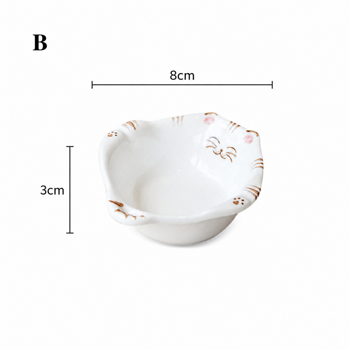Cute Cat Shaped Ceramic Dish Japanese Style Snack Bowl