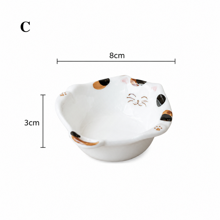 Cute Cat Shaped Ceramic Dish Japanese Style Snack Bowl