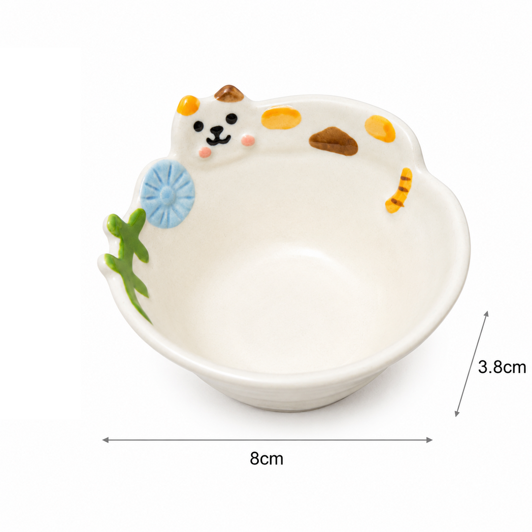 Cute Cat &amp; Dog Ceramic Dipping Bowl | Mini Sauce Dish
