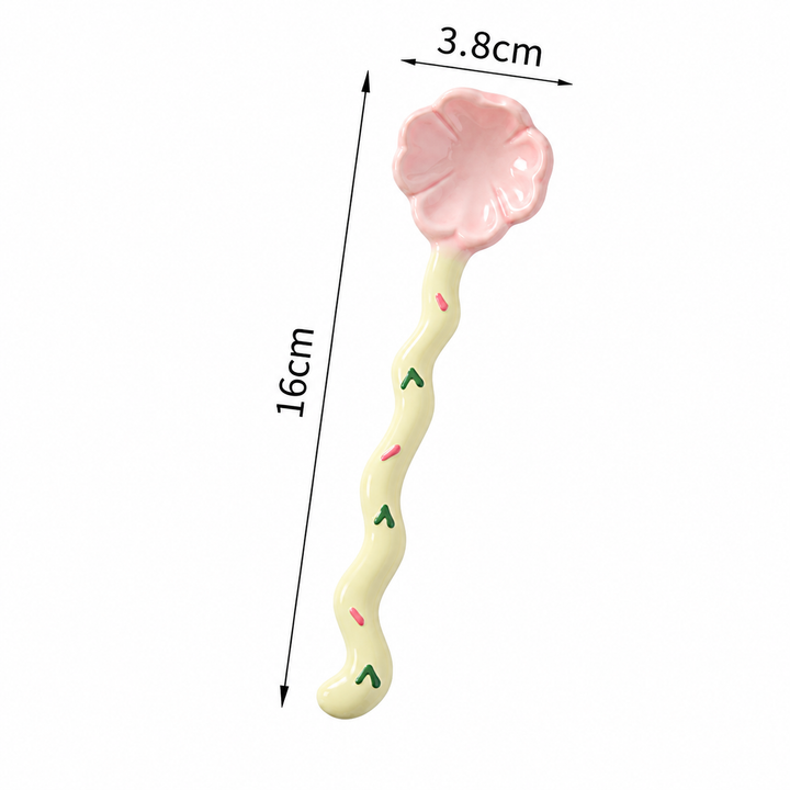 Cute Ceramic Clover Spoon | Long Handle Coffee Dessert Spoon