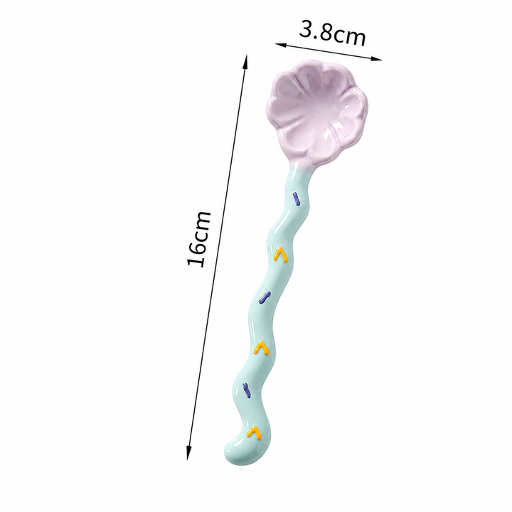 Cute Ceramic Clover Spoon | Long Handle Coffee Dessert Spoon