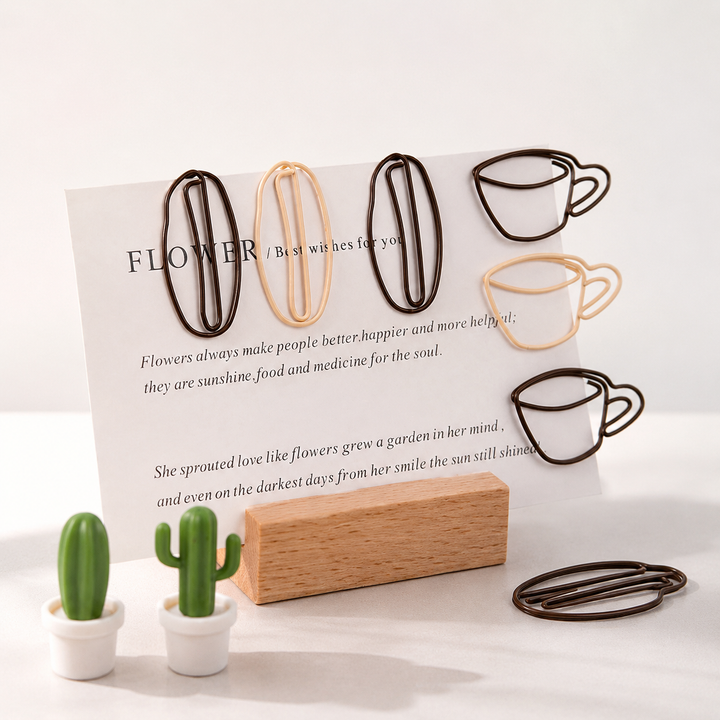 Cute Coffee Cup Paper Clips | Aesthetic Bookmark Clips