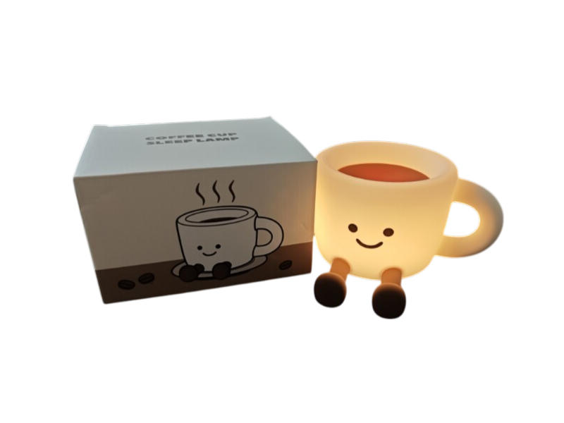 Cute Coffee Cup Silicone Night Light – Tap Control Lamp