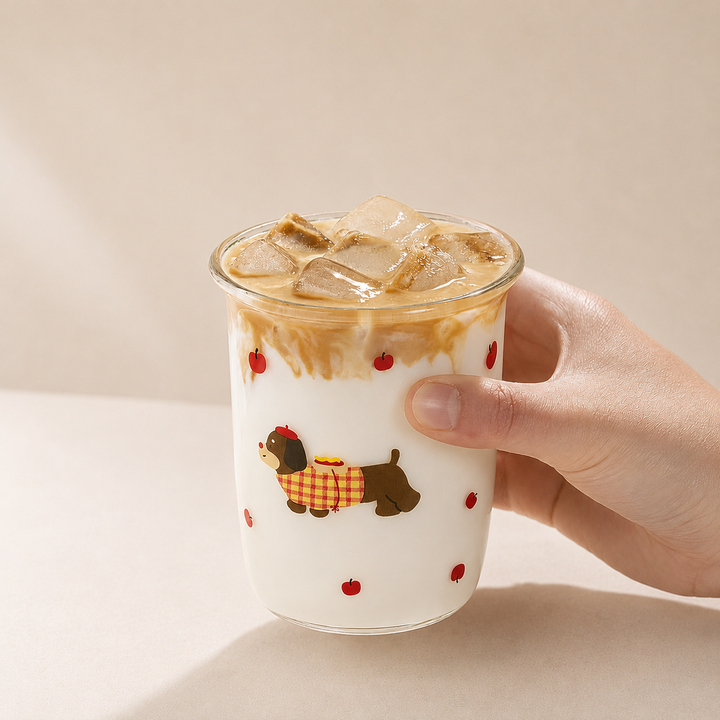 Cute Dachshund Glass Cup, Dog Coffee Mug for Milk &amp; Juice