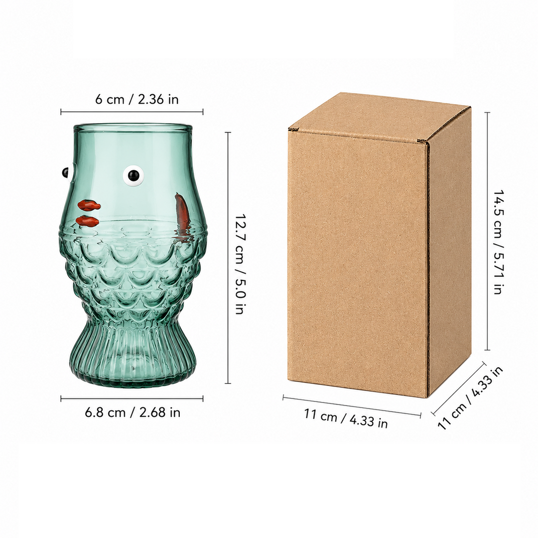 Cute Fish Glass Cup | Heat Resistant Cartoon Drinking Glass