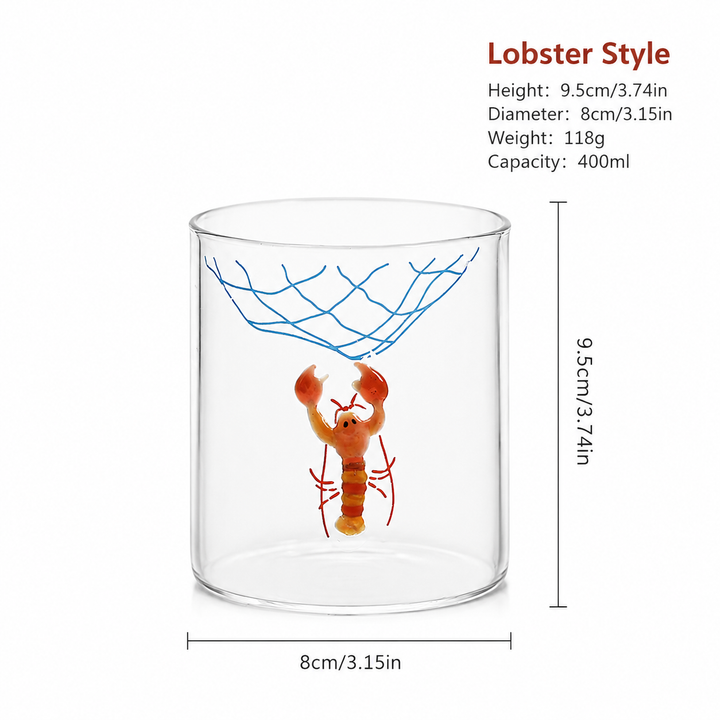 Cute Ocean Animal Glass Cup Heat Resistant Mug