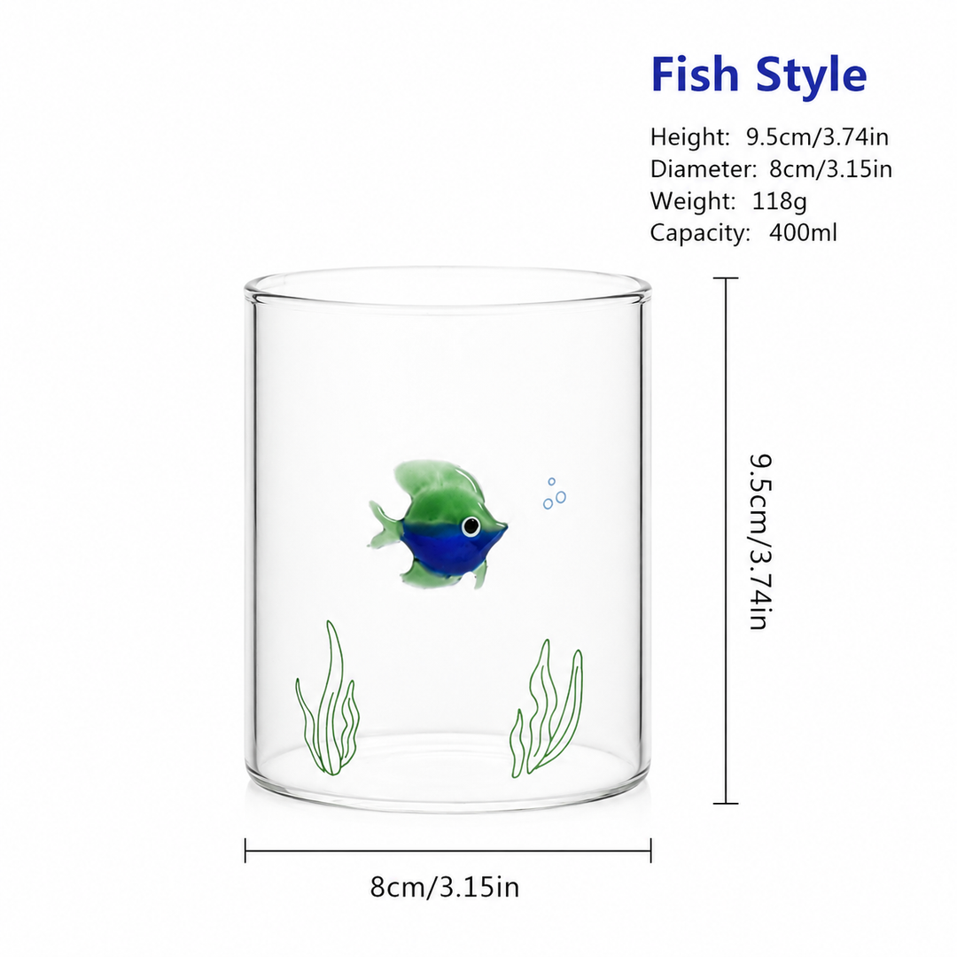 Cute Ocean Animal Glass Cup Heat Resistant Mug