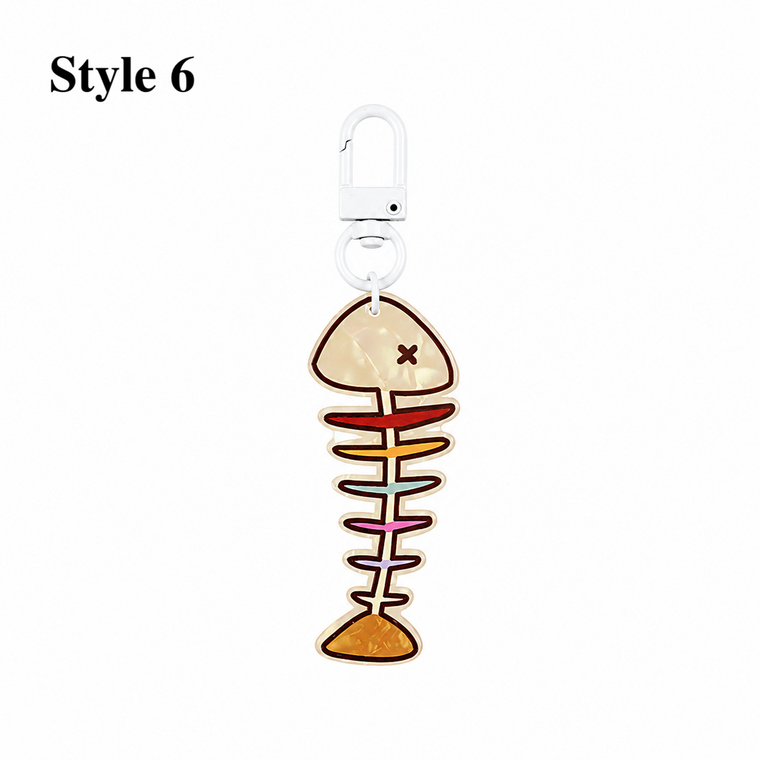 Cute Pet Acrylic Keychain | Cat Dog Fish Bone Charm