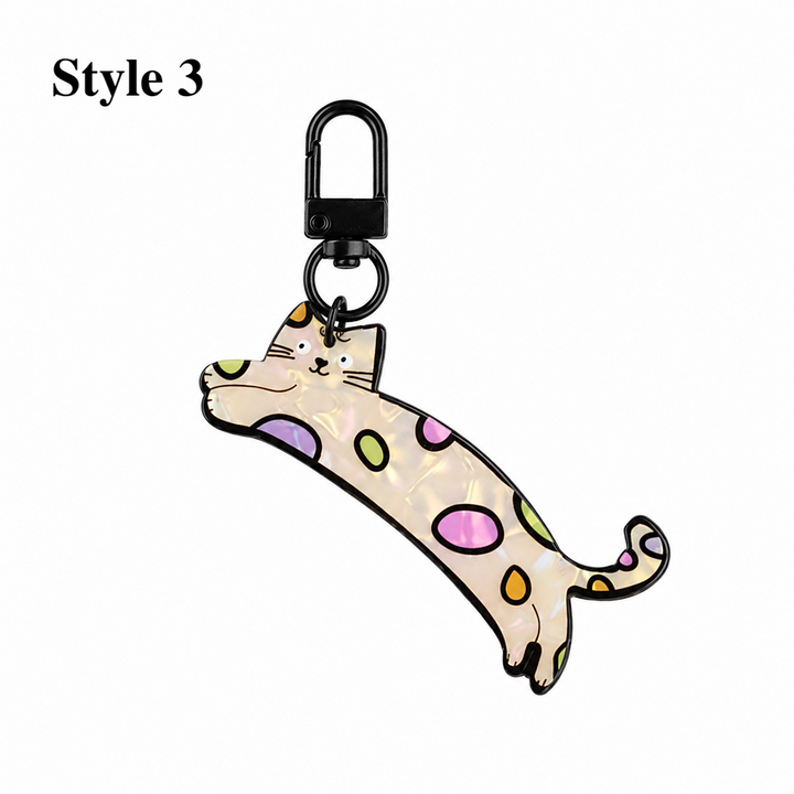 Cute Pet Acrylic Keychain | Cat Dog Fish Bone Charm
