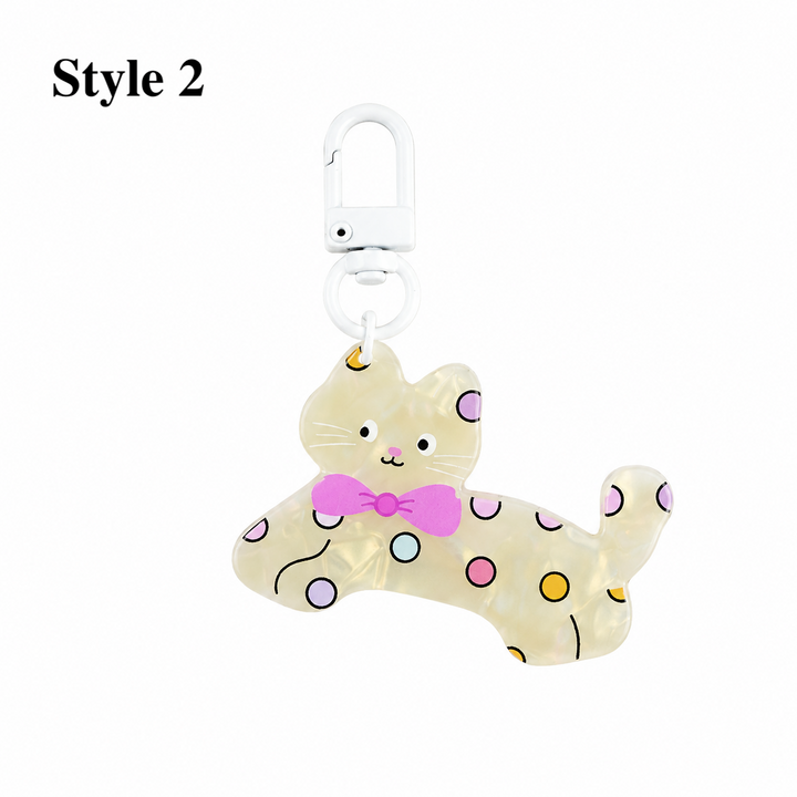 Cute Pet Acrylic Keychain | Cat Dog Fish Bone Charm