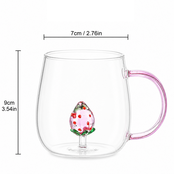 Cute Plant Glass Mug | 3D Floral Coffee Cup