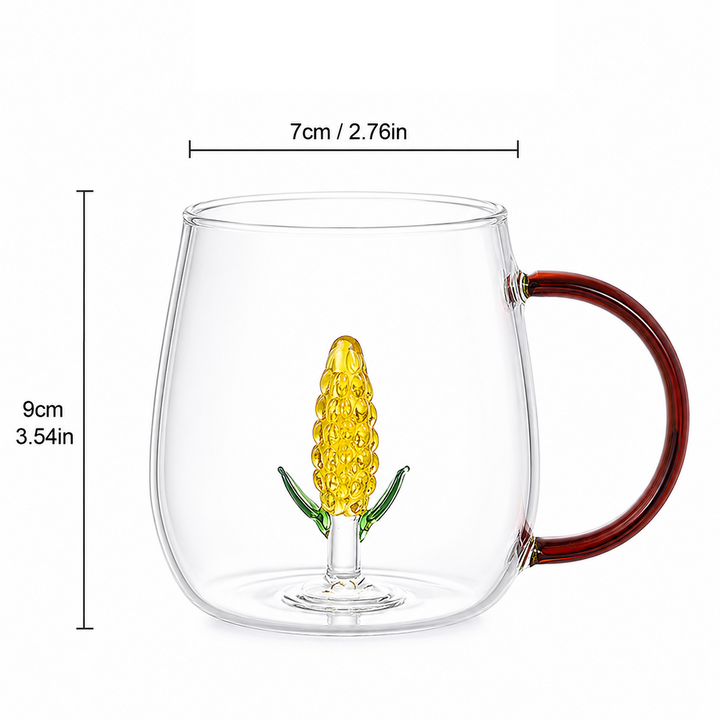 Cute Plant Glass Mug | 3D Floral Coffee Cup
