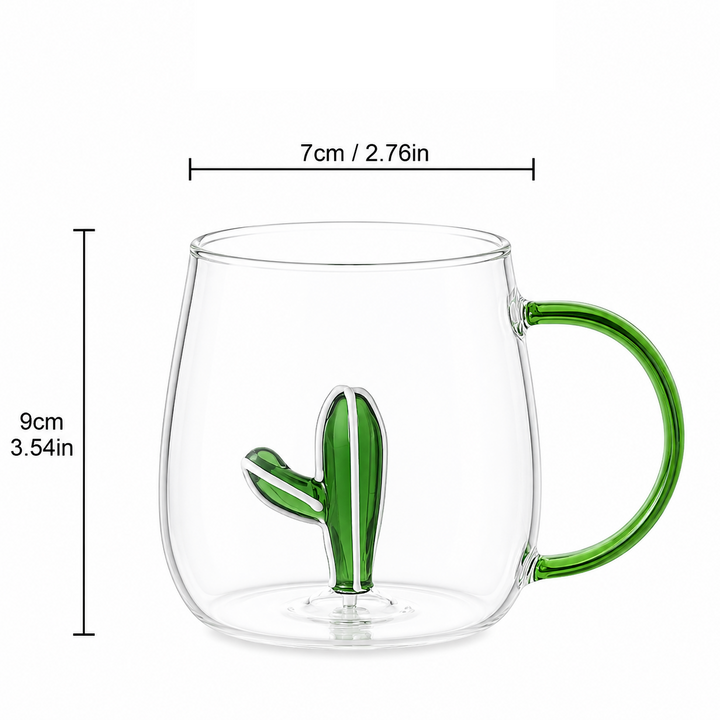 Cute Plant Glass Mug | 3D Floral Coffee Cup