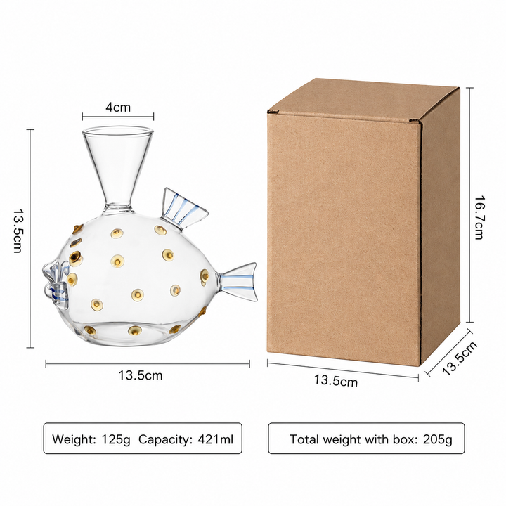 Cute Puffer Fish Glass Vase | Handmade Hydroponic Vase
