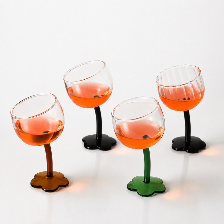 Cute Tilted Flower Wine Glass | Vintage Champagne Cup