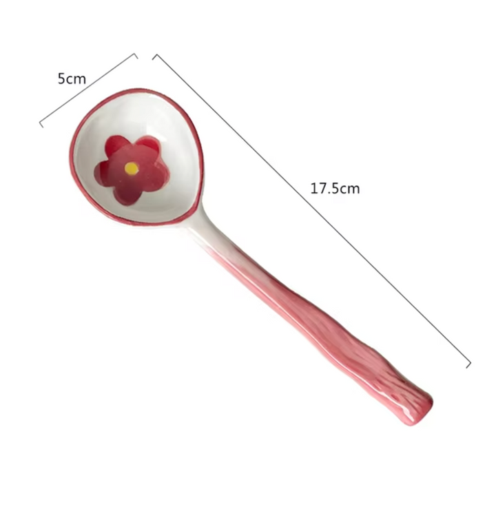 Cute Design Ceramic Long Handle Soup Spoon