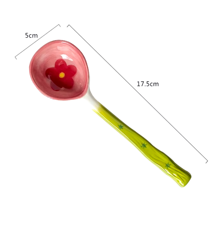 Cute Design Ceramic Long Handle Soup Spoon