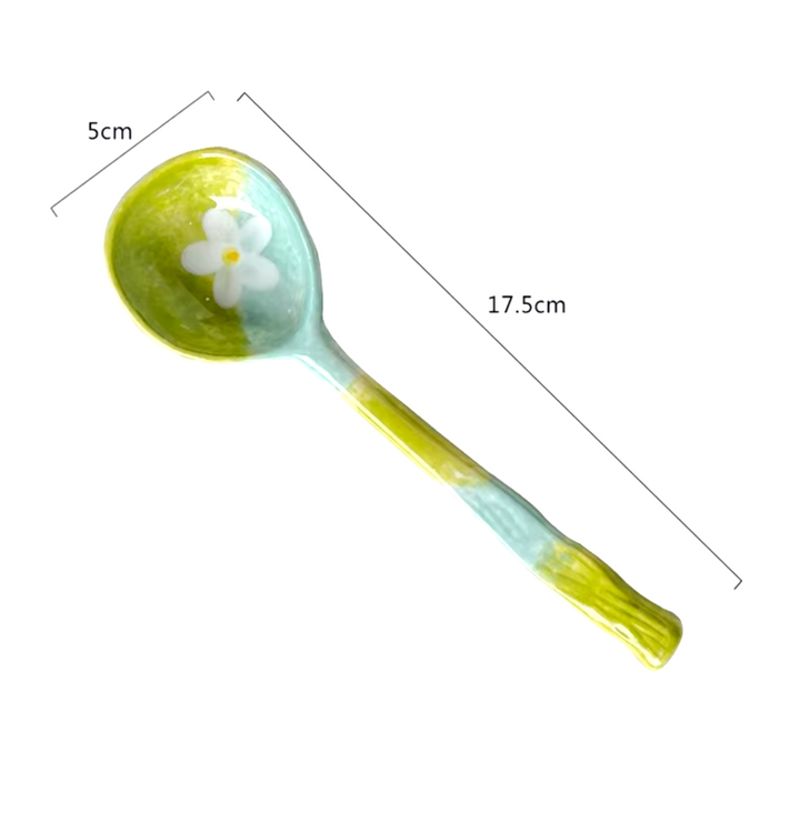 Cute Design Ceramic Long Handle Soup Spoon