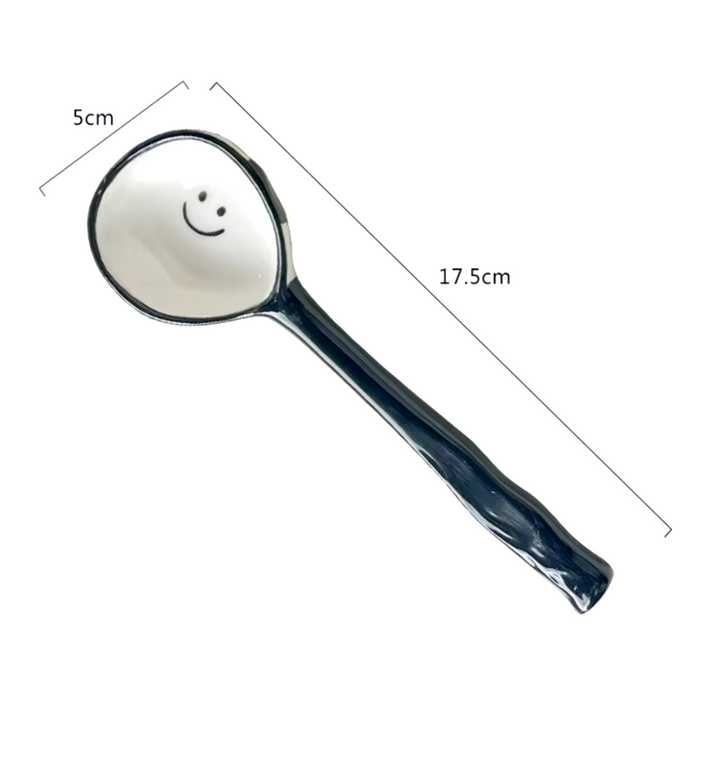 Cute Design Ceramic Long Handle Soup Spoon