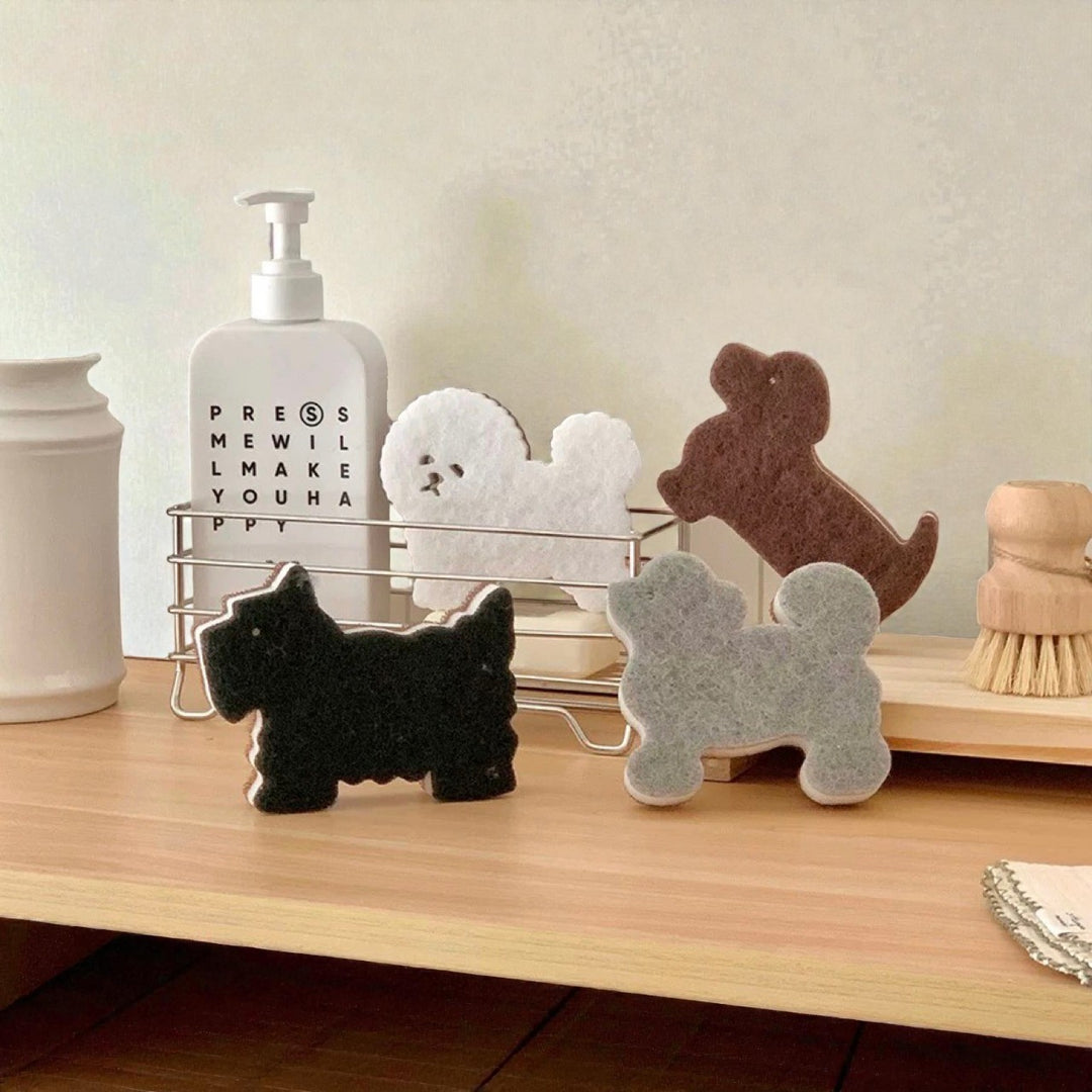 Cute Dog-Shaped Kitchen Cleaning Sponge Set (4-piece set)