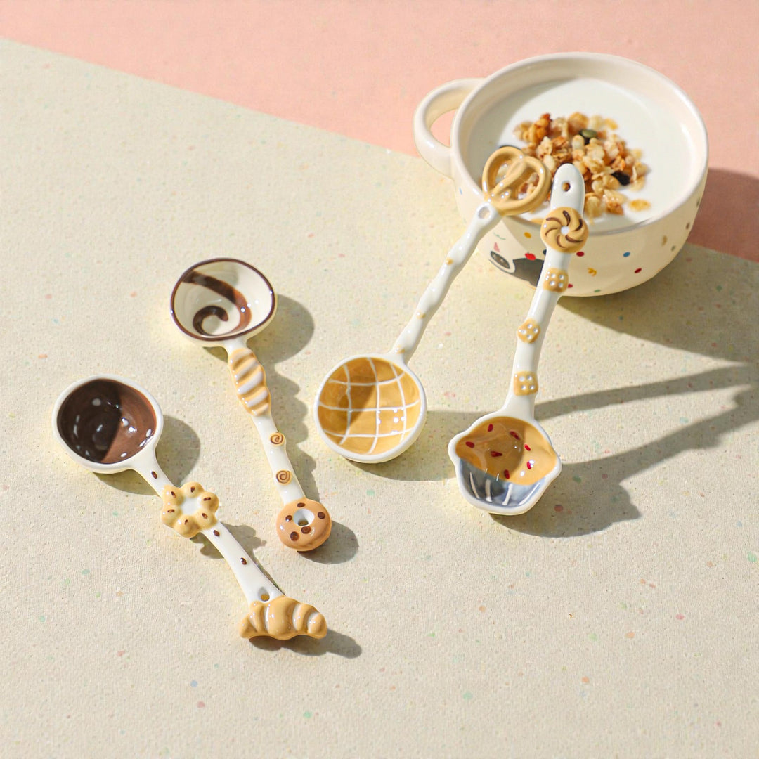 Cute Pastry-Shaped Ceramic Spoons | Underglaze Soup Spoons