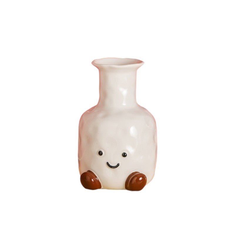 Cute Smiling Face Ceramic Vase | Creative Home Decor