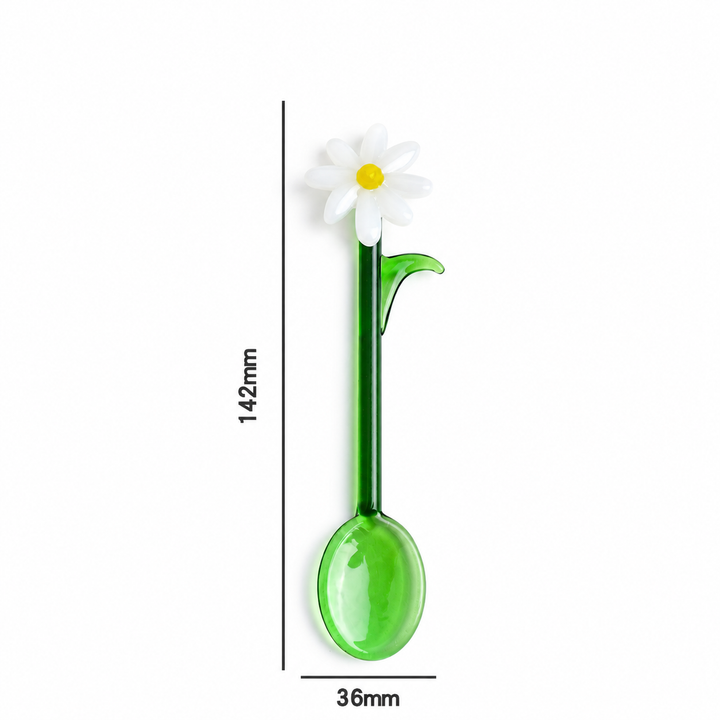 Daisy Flower Glass Spoon – Colourful Floral Coffee Stirrer