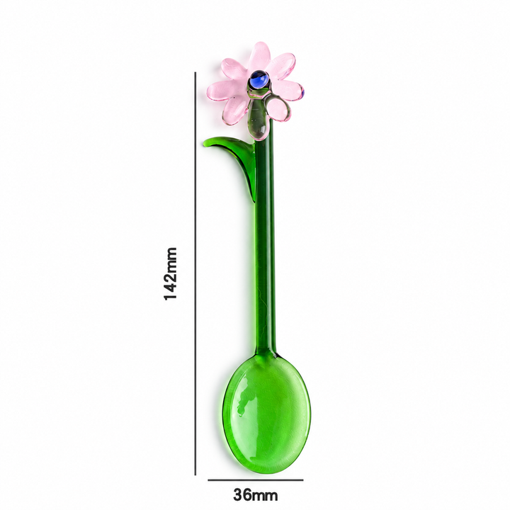 Daisy Flower Glass Spoon – Colourful Floral Coffee Stirrer