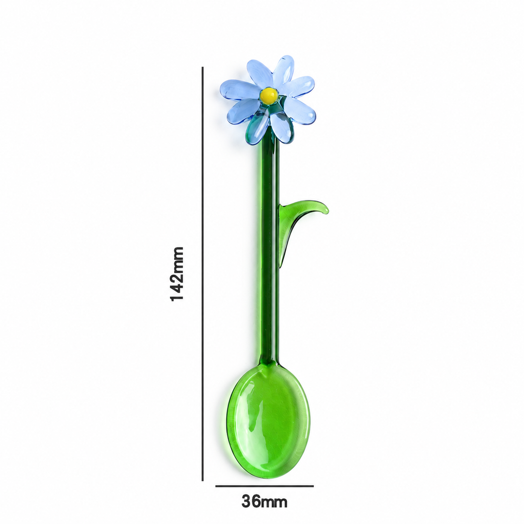 Daisy Flower Glass Spoon – Colourful Floral Coffee Stirrer