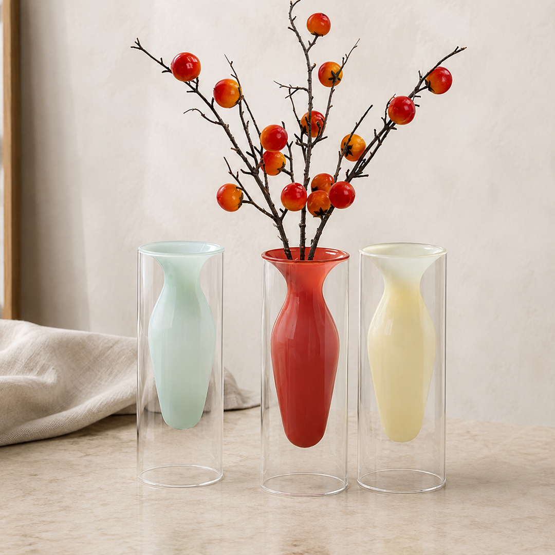 Double Layer Glass Vase, Modern Hydroponic Flower Vase Decor