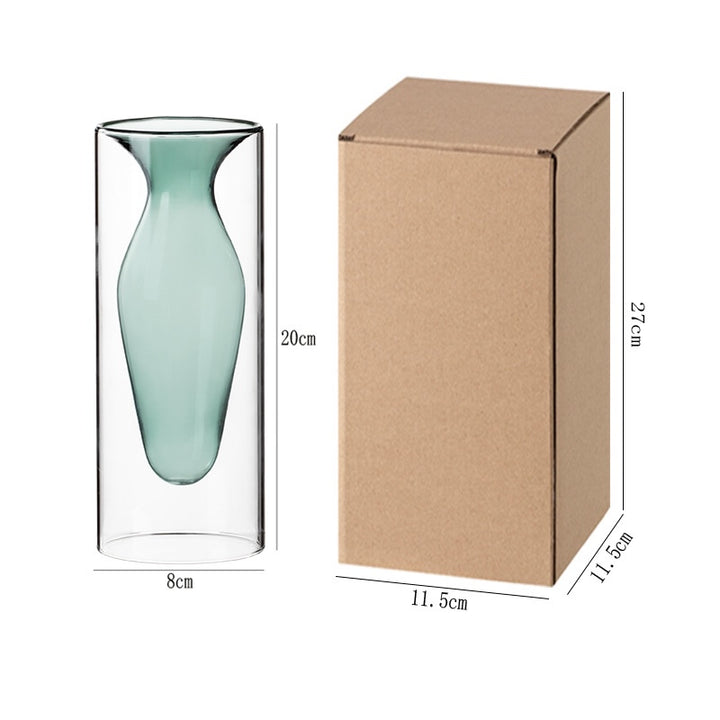 Double Layer Glass Vase, Modern Hydroponic Flower Vase Decor