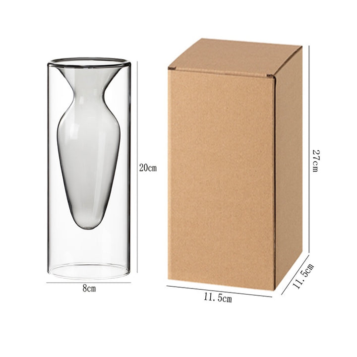 Double Layer Glass Vase, Modern Hydroponic Flower Vase Decor