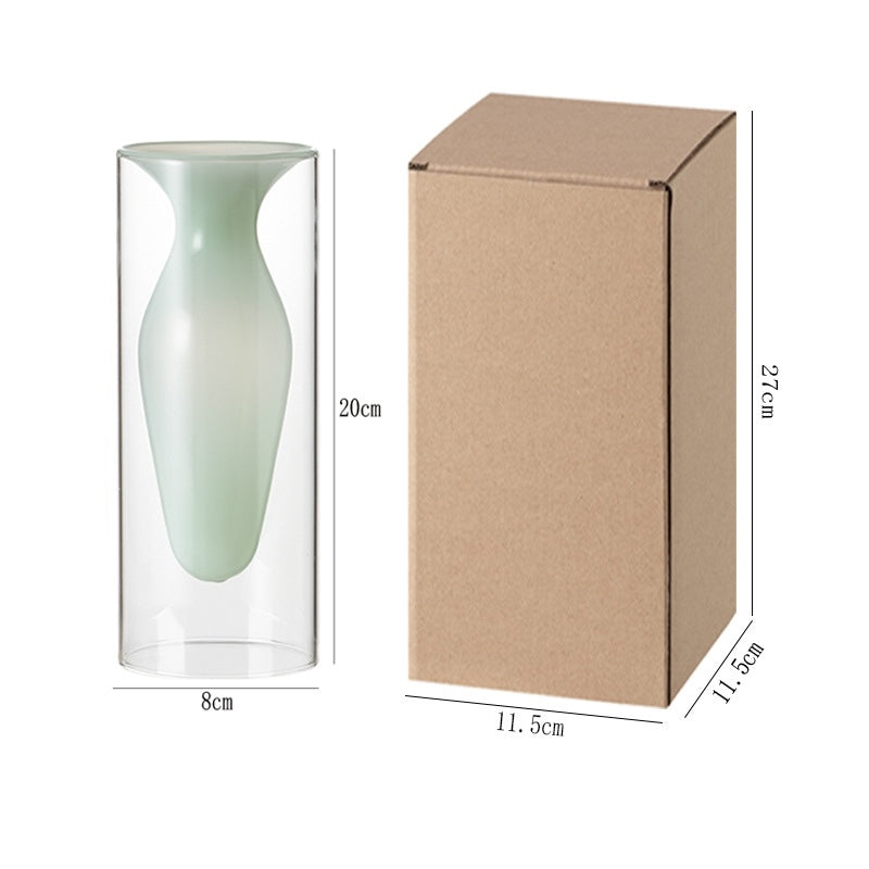 Double Layer Glass Vase, Modern Hydroponic Flower Vase Decor