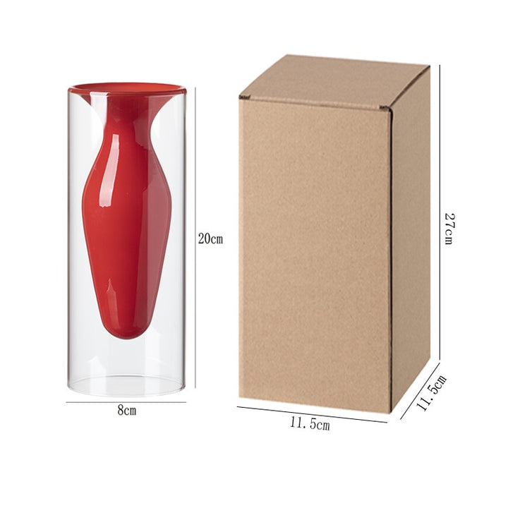 Double Layer Glass Vase, Modern Hydroponic Flower Vase Decor