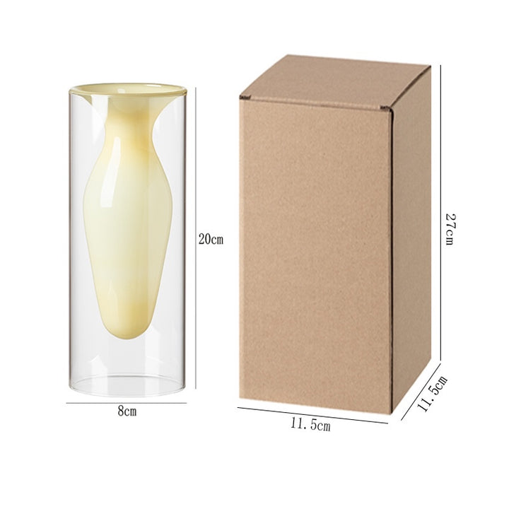 Double Layer Glass Vase, Modern Hydroponic Flower Vase Decor