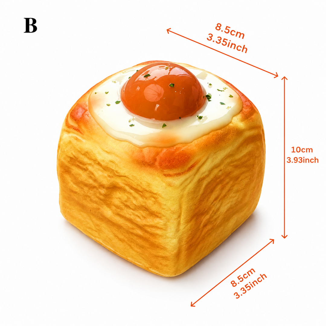Egg Toast Squishy Stress Relief Toy | Slow Rising Scented PU
