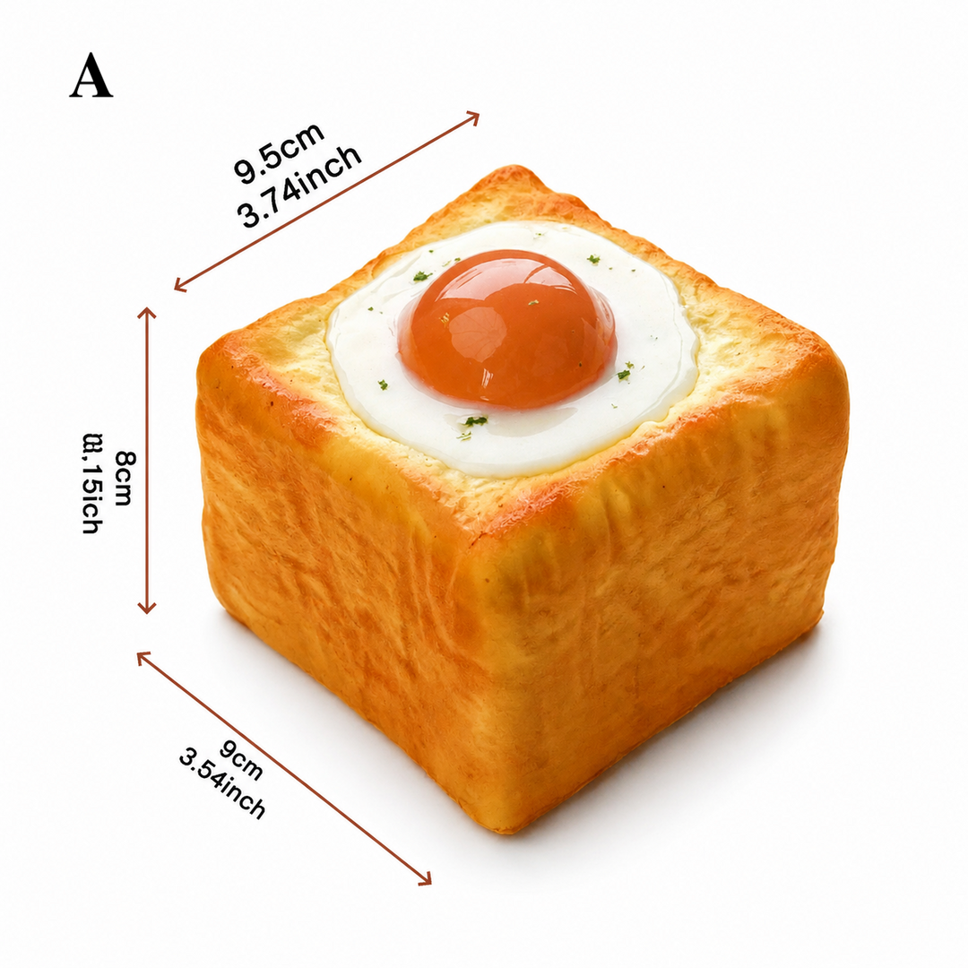 Egg Toast Squishy Stress Relief Toy | Slow Rising Scented PU