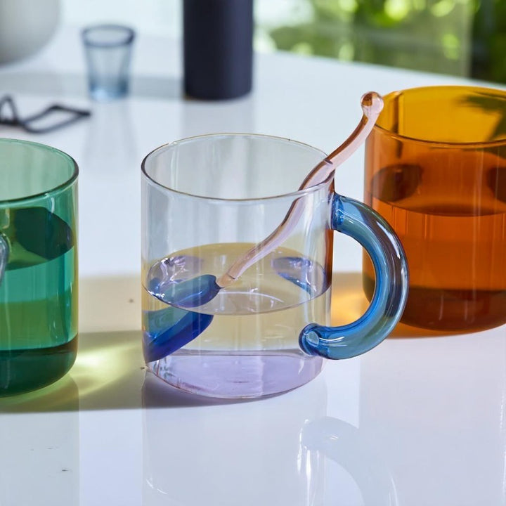 Fat Handle Color Glass Mug – Coffee & Tea Cup Drinkware