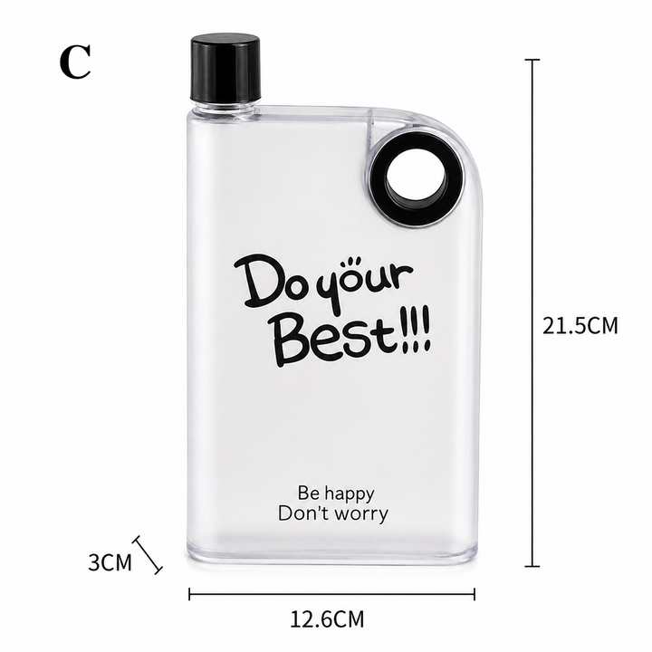 Flat Water Bottle | Portable Frosted Notebook Flask