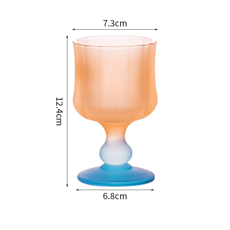 Frosted Gradient Candy Goblet – Pleated Glassware Cup