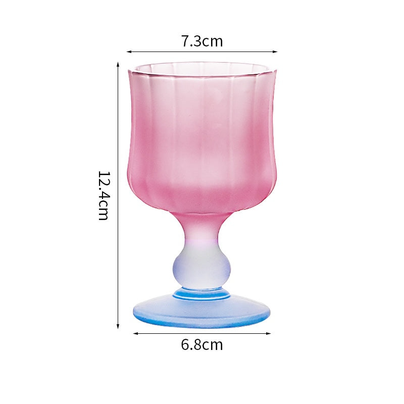 Frosted Gradient Candy Goblet – Pleated Glassware Cup