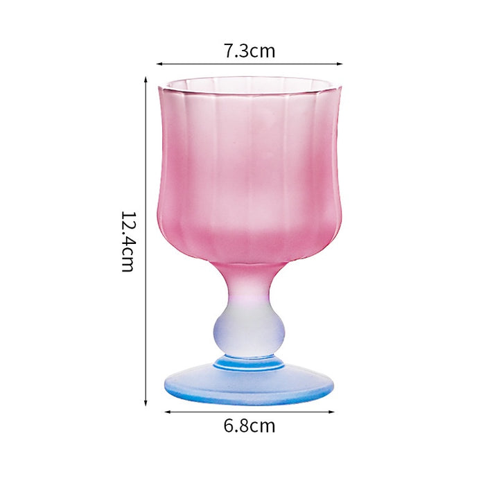 Frosted Gradient Candy Goblet – Pleated Glassware Cup
