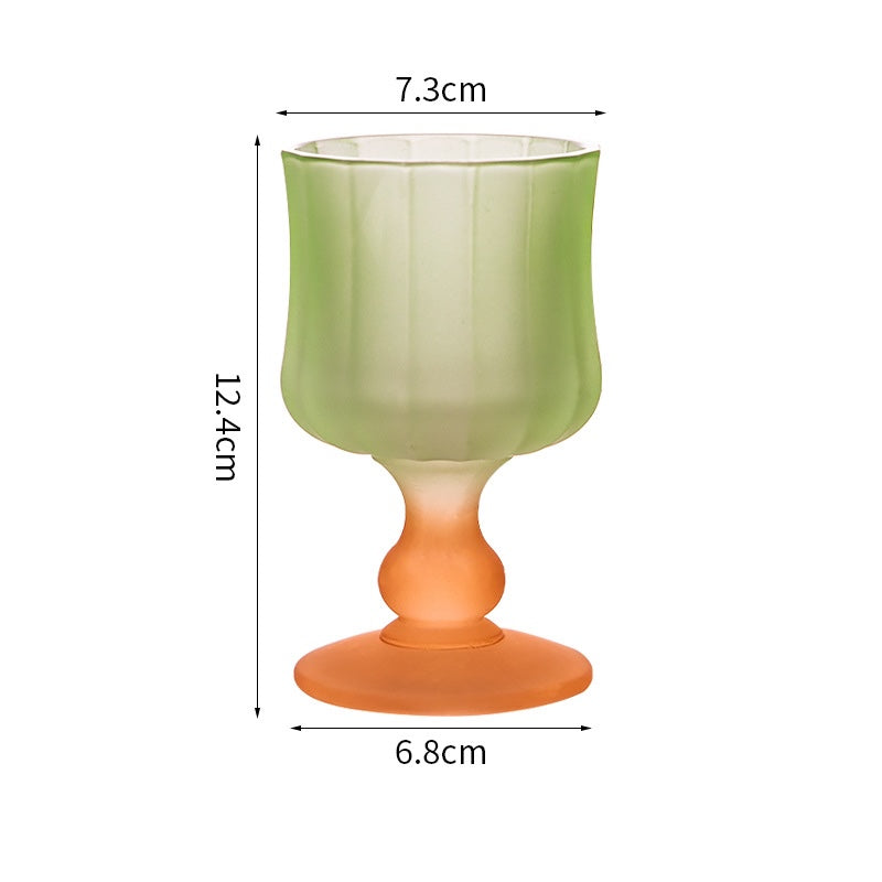 Frosted Gradient Candy Goblet – Pleated Glassware Cup